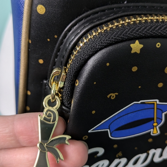 NWT loungefly Disney Black and Gold Stars Graduation Backpack main image 5